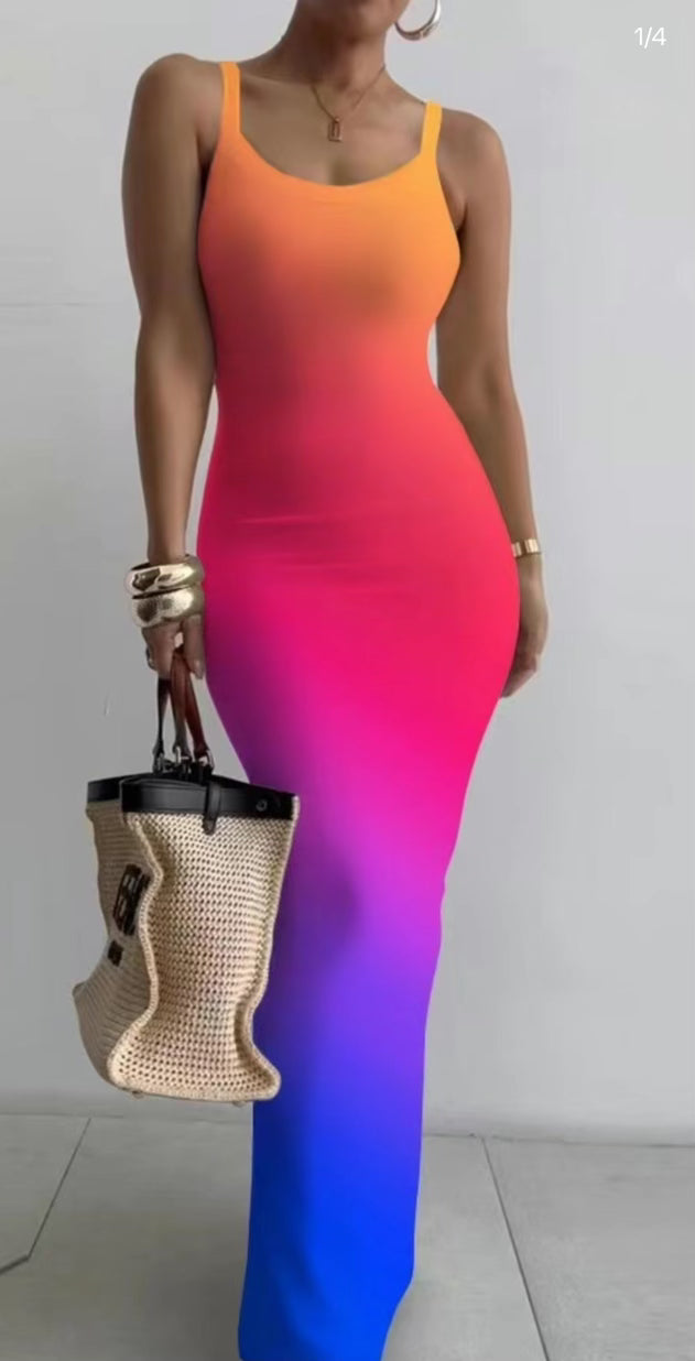 knee length dresses for ladies Bright Rainbow Dress – Gracefully Giving